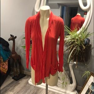 Ambience Apparel coral coloured open cardigan